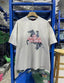Play Hollywood Vintage‑Wash Faded Blue Oversized Graphic T‑Shirt