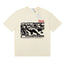 Rhude Black‑White Comic Motif Red Logo Cream Oversized T‑Shirt