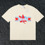 Rhude Red Maple Leaf Retro Ribbon Badge Cream Oversized T‑Shirt