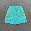 Rhude Cyan Yellow Contrast Nylon Shorts