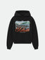 RHUDE Coastal Town Postcard Graphic Hoodie Black