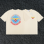 Rhude Black Hills Derby Globe Wing Back Print Cream Oversized T‑Shirt