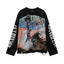 Roughplay Statue Of Liberty Sunset Rhinestone‑Style Vintage Distressed Long Sleeve T‑Shirt