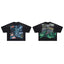ROUGHPLAY Rare Villain Character Sticker Bomb Green Flame Boxy Cropped T‑Shirt