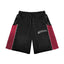Roughplay Color‑Block Rivet Distressed Sweat Shorts