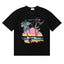 Rhude Sunset Beach Palm Sailboat Coastal Vintage Black Oversized T‑Shirt