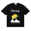 Rhude Dear God Portrait Text Quote Black Oversized T‑Shirt