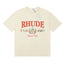 Rhude Yacht Club Bay Of Angels Flag Crest Vintage Cream Oversized T‑Shirt