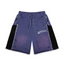 Roughplay Faded Purple Color‑Block Rivet Distressed Sweat Shorts