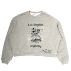 Play Hollywood Vintage‑Wash Grey Cropped Crewneck Sweatshirt
