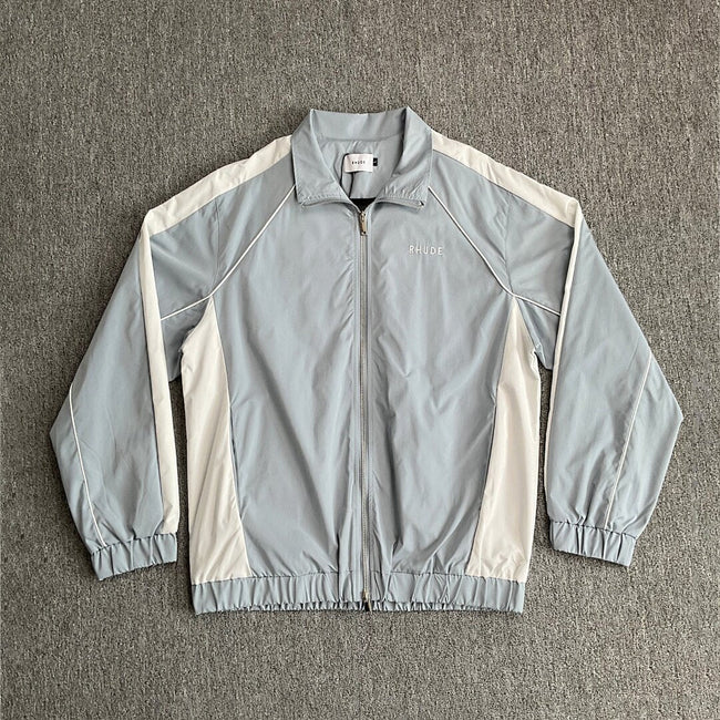 Rhude Grey White Color Block Track Jacket Hover Image
