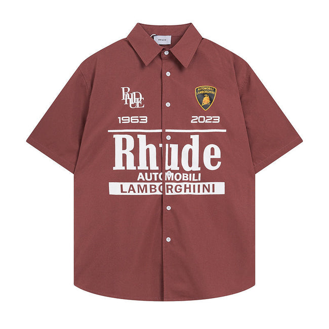 Rhude x Automobili Lamborghini Short Sleeve Button‑Up Shirt Hover Image