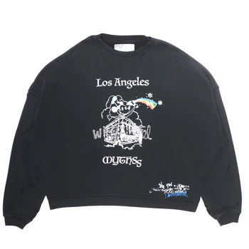 Play Hollywood Vintage‑Wash Black Cropped Crewneck Sweatshirt