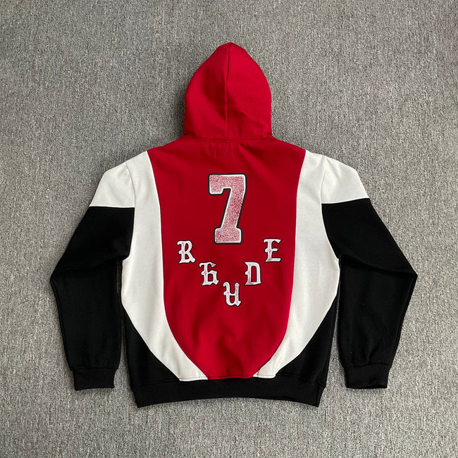Rhude Basketball Red Black Color Block Hoodie Main Image