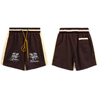 Rhude Dark Brown Embroidered Nylon Shorts