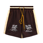 Rhude Dark Brown Embroidered Nylon Shorts
