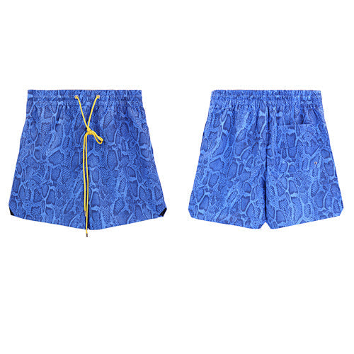 Rhude Blue Snake Print Nylon Shorts