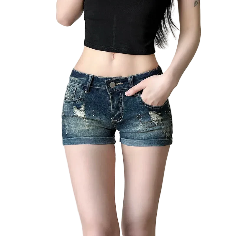 Washed Denim Shorts