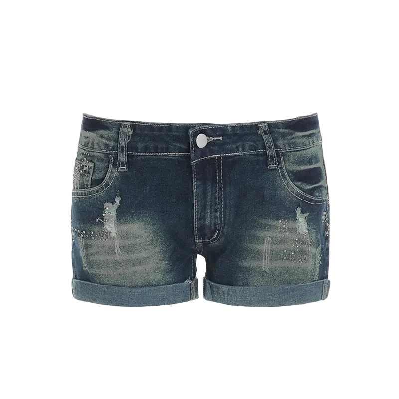 Washed Denim Shorts