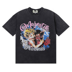 Majestik “Fearless” Angel & Demon Rhinestone Vintage Tee（Black）