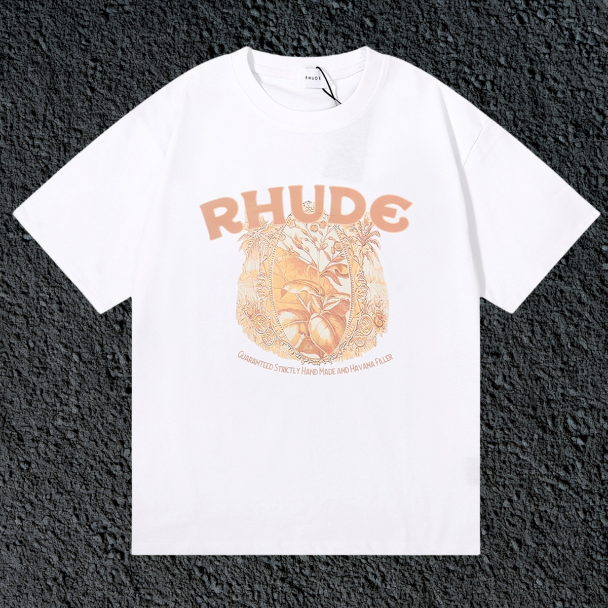 Rhude Vintage Palm Globe White Oversized T‑Shirt