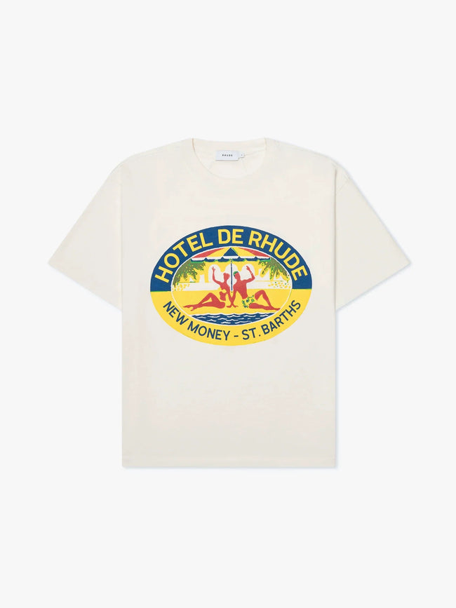 Rhude Hotel De Rhude St.Barths Vacation Graphic Oversized T‑Shirt Off‑White Hover Image