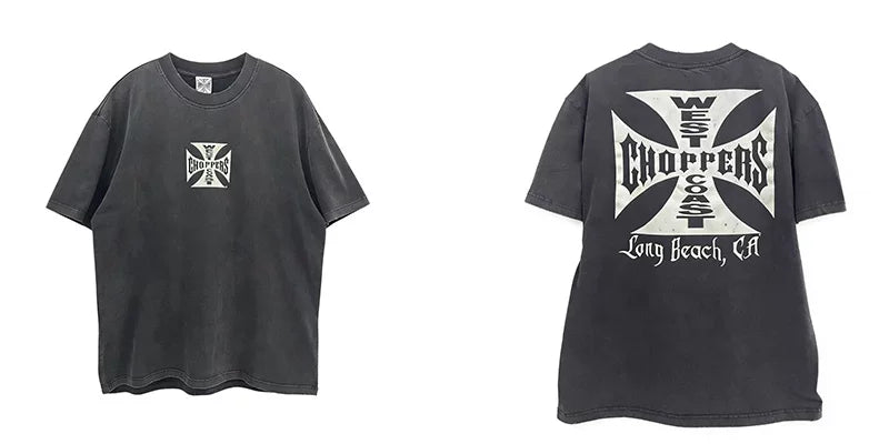 West Coast Choppers Off‑White Print Cross Dual‑Side Graphic Short Sleeve Tee