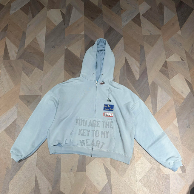 Play Hollywood Vintage‑Wash Baby‑Blue Full‑Zip Hoodie Main Image