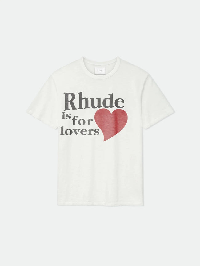 Rhude Is For Lovers Red Heart Graphic Oversized T‑Shirt Off‑White Hover Image