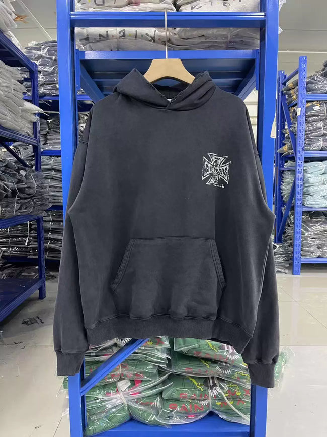 West Coast Choppers Skull Cross Dual‑Side Vintage Wash Pullover Hoodie Black Hover Image