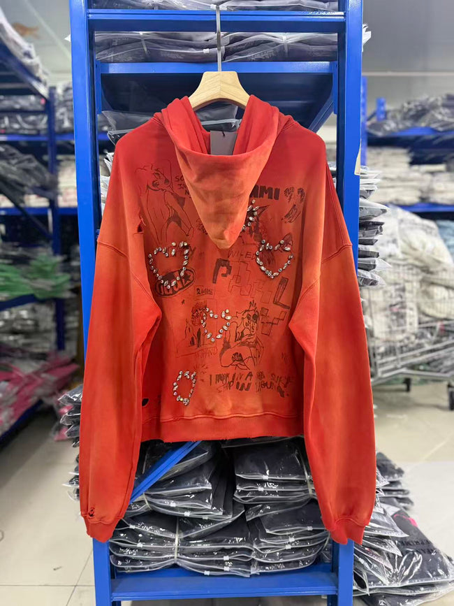 Play Hollywood Vintage‑Wash Cropped Pullover Oversized Hoodie Main Image