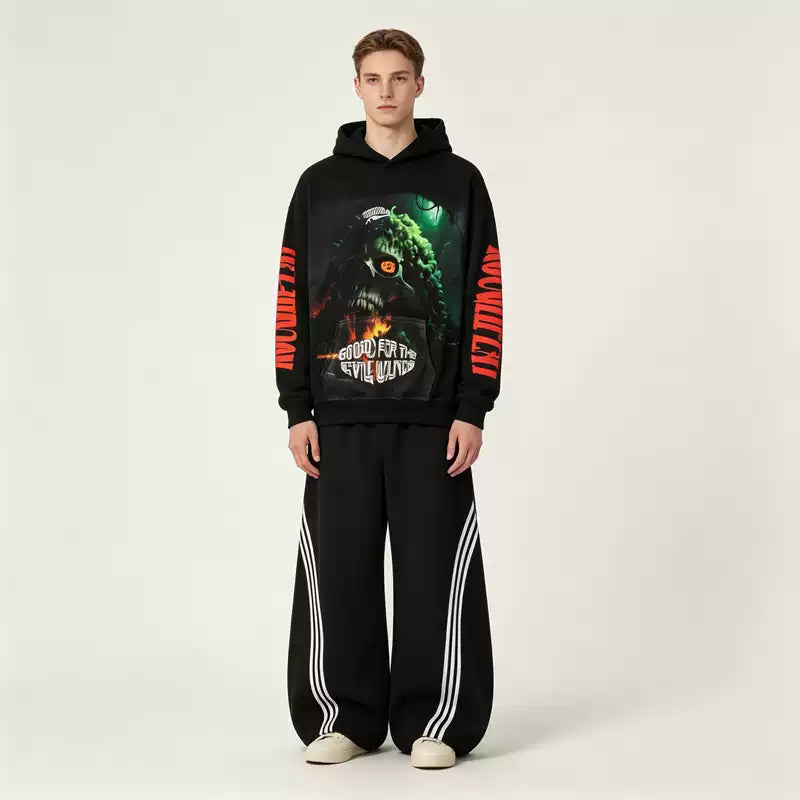 Roughplay Black Vintage Washed Oversized Hoodie
