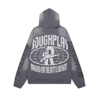 Roughplay Red Third‑Eye Statue Can’t Feel My Face Vintage Acid Wash Hoodie