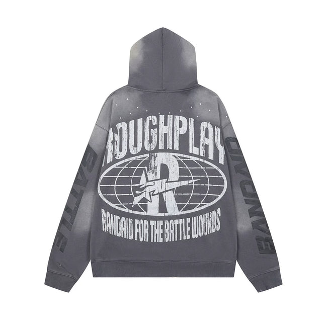 Roughplay Red Third‑Eye Statue Can’t Feel My Face Vintage Acid Wash Hoodie Main Image