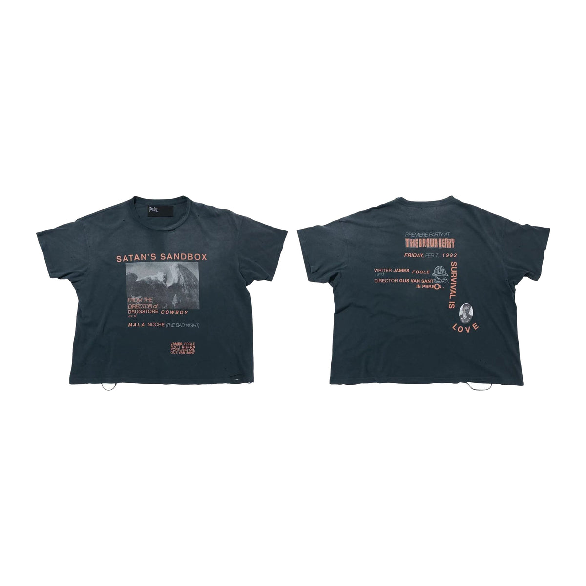 Play Hollywood Satan's Sandbox Front‑Back Movie‑Text‑Graphic Cropped Boxy Short‑Sleeve Tee