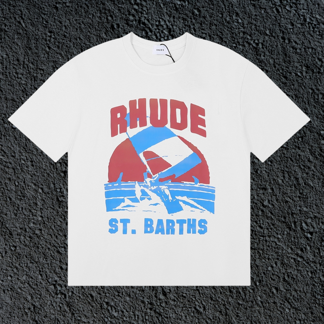Rhude St.Barths Sailboat Sunset White Oversized T‑Shirt Hover Image
