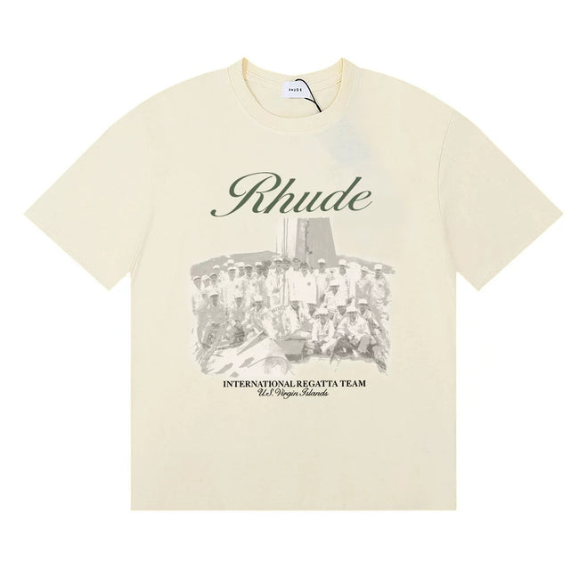 Rhude Men Retro Rowing Team Graphic Boxy Fit Streetwear Tee Hover Image