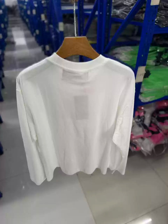 Play Hollywood Vintage‑Wash Off‑White Cropped Long Sleeve T‑Shirt Main Image