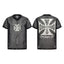 West Coast Choppers Mesh V‑Neck Jersey Front‑Back Cross Logo Oversized Streetwear Tee