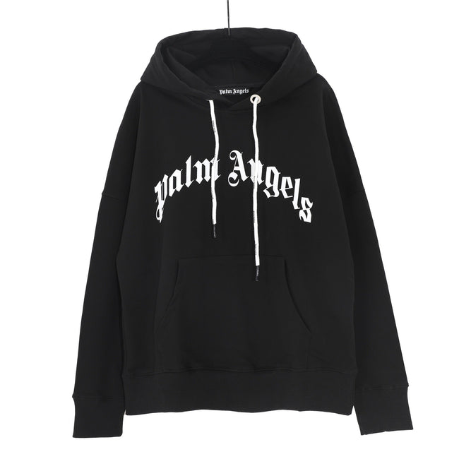 Palm Angels Arched Logo Hoodie - Black/White Hover Image