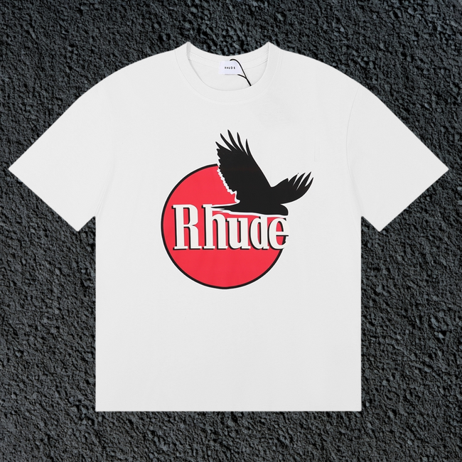Rhude Red Circle Crow Logo White Oversized T‑Shirt Hover Image