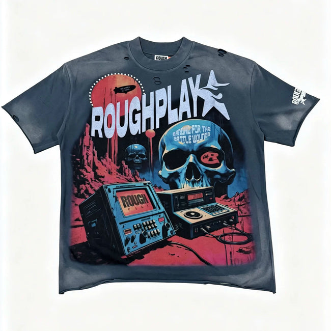 Roughplay Vintage Faded Charcoal Oversized Tee Hover Image