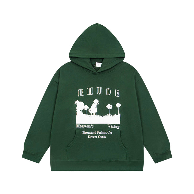 RHUDE Thousand Palms Desert Oasis Graphic Hoodie Forest Green Hover Image