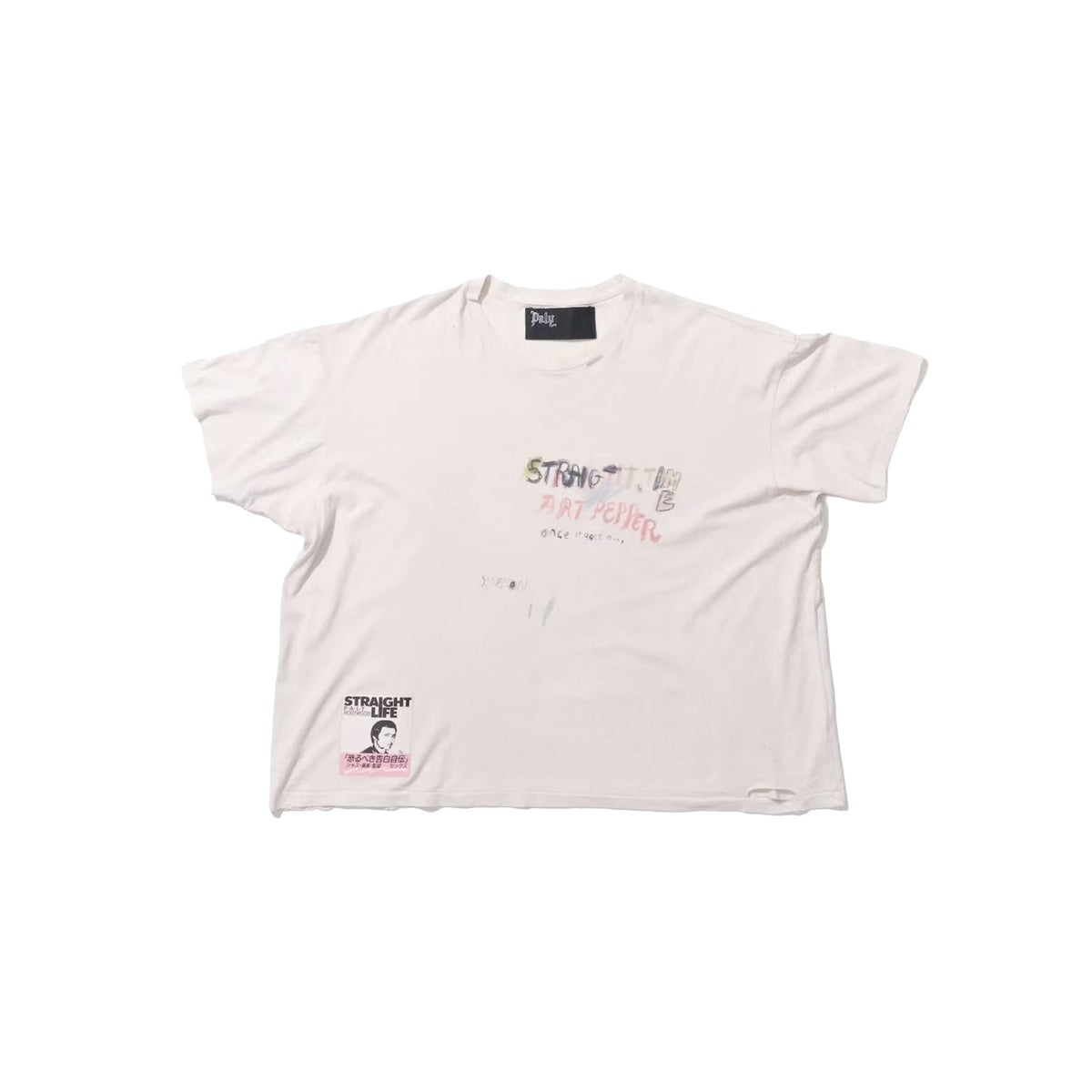 Play Hollywood Multi‑Color Hand‑Doodle Slogan Patch‑Graphic Cropped Boxy Short‑Sleeve Tee