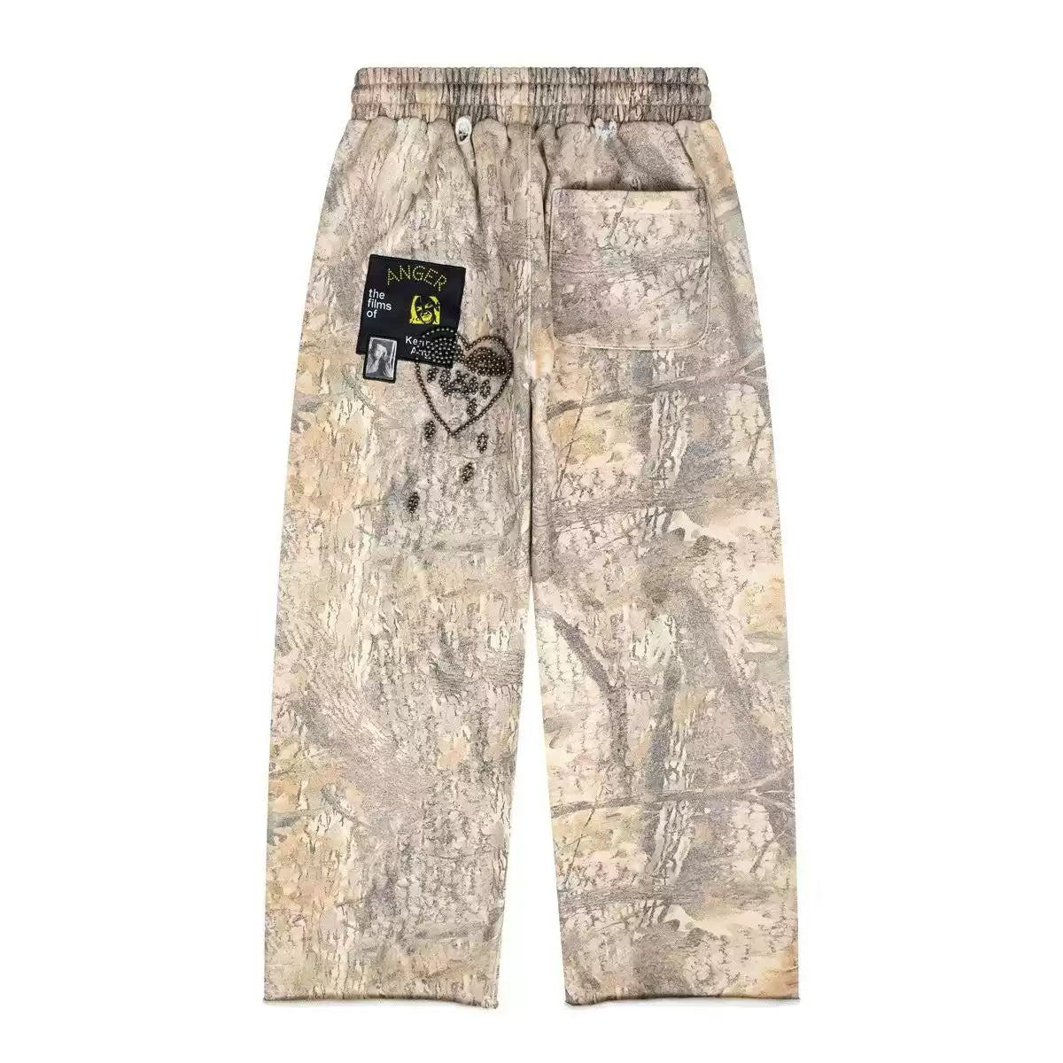 Play Hollywood Retro Earth‑Tone Camo Wash Wide Leg Sweatpants