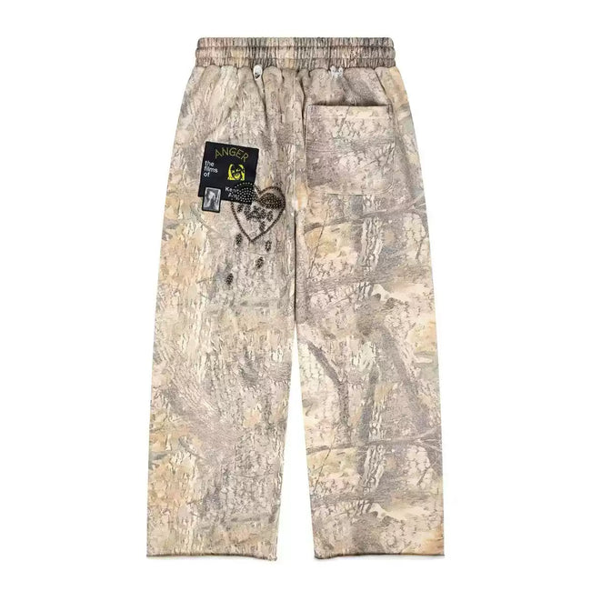 Play Hollywood Retro Earth‑Tone Camo Wash Wide Leg Sweatpants Main Image