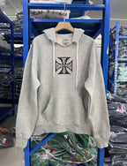 West Coast Choppers Front‑Cross‑Logo Pullover Hoodie Heather Grey