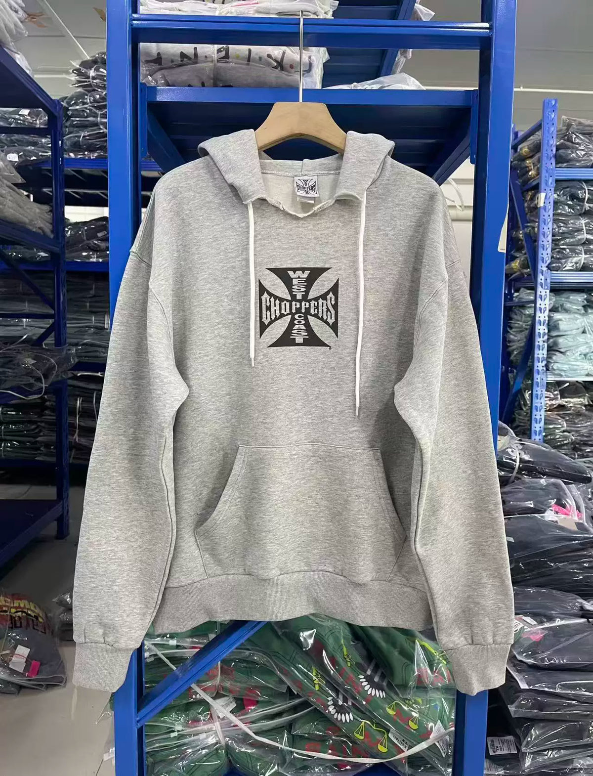 West Coast Choppers Front‑Cross‑Logo Pullover Hoodie Heather Grey