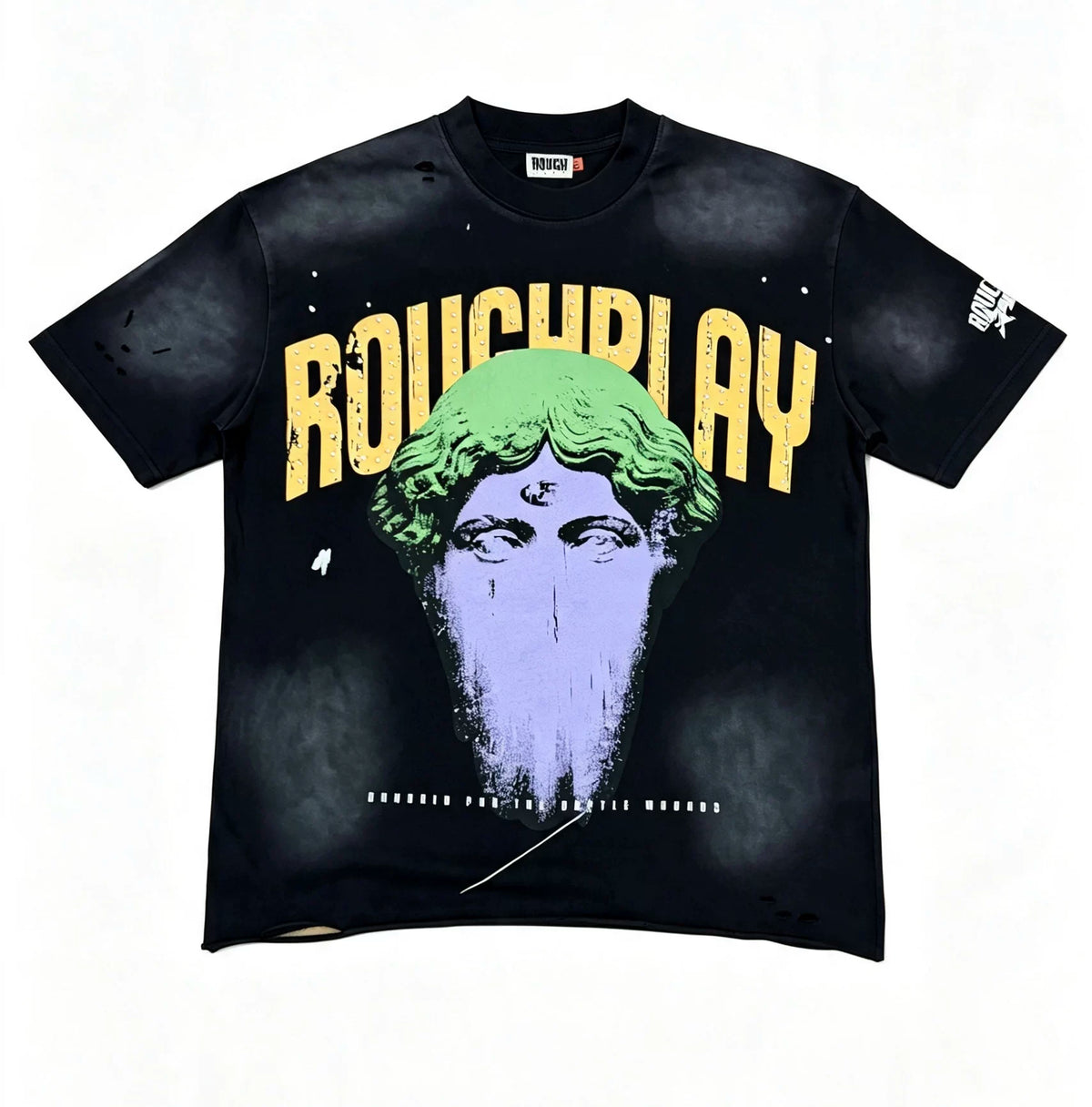 Roughplay Vintage Cloud‑Wash Distressed Oversized Street‑Grunge T‑Shirt