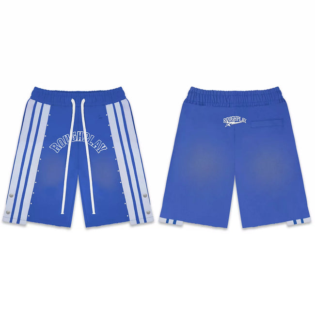 Roughplay Blue Side‑Stripe Snap Button Sweat Shorts Hover Image